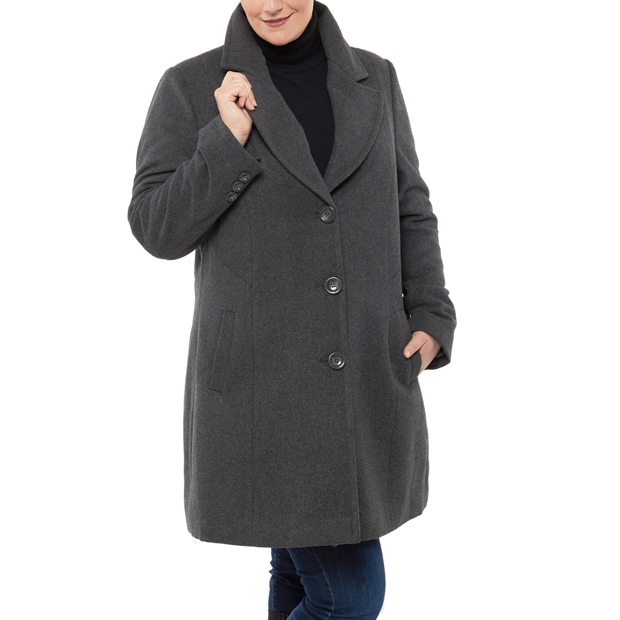 Alpine Swiss Womens Plus Size Wool Overcoat Walking Coat Blazer Pea